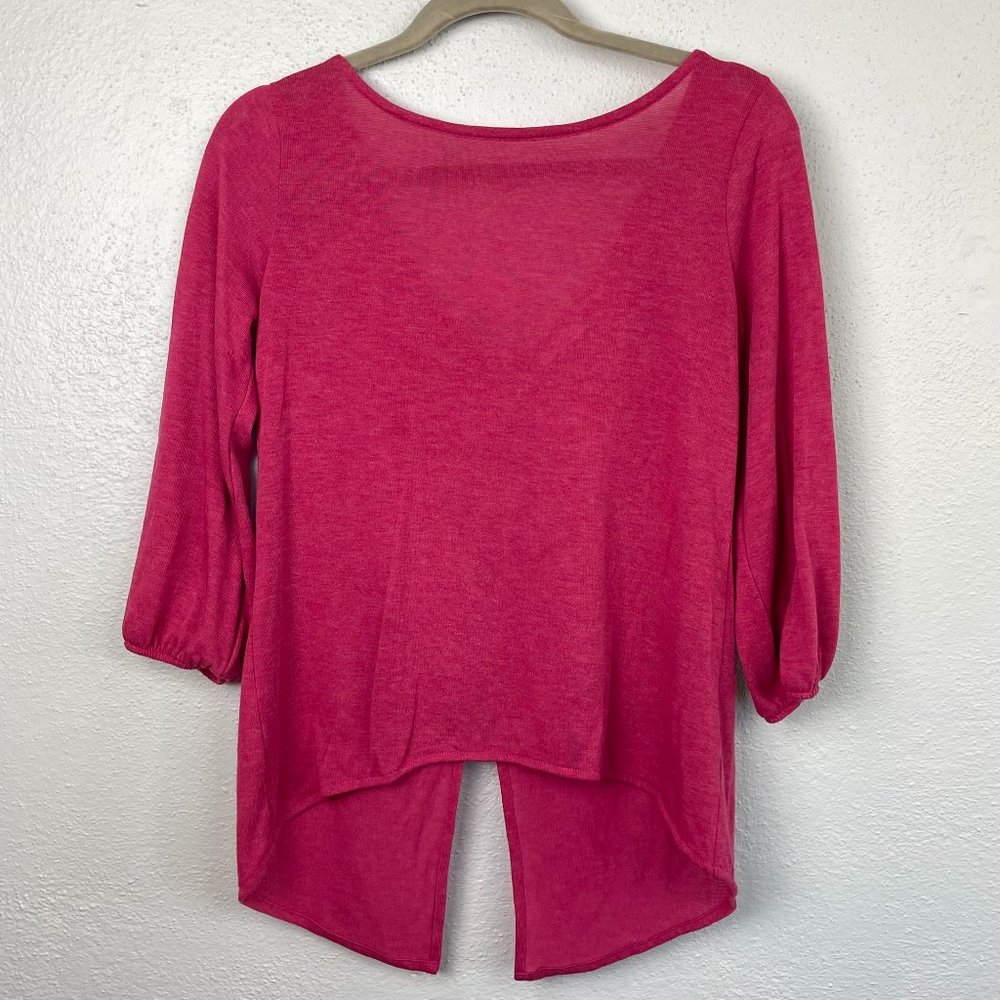 Sweet Pea by Stacy Frati Women's Pink 3/4 Sleeve Popover Blouse w/ Bows